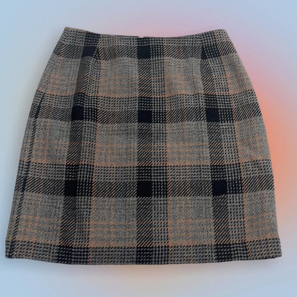 EDDIE BAUER Women’s 8 Petite Brown / Black / Gray Wool Blend Skirt - Picture 1 of 3